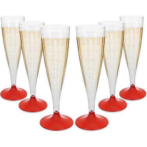 FLUTE BICCHIERI IN PLASTICA 6 PEZZI REALIZZATI COLORE ROSSO (1/2)