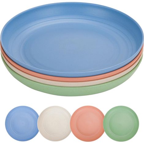 Lot de 4 grandes assiettes réutilisables 25,4 cm