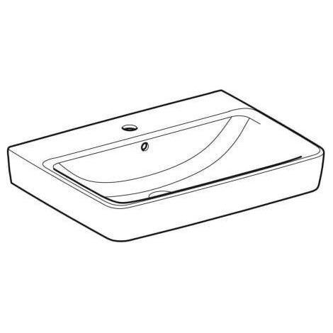 Geberit Renova Plan, Aufsatz-Waschtisch , 65x48 cm, 1 Hahnloch,