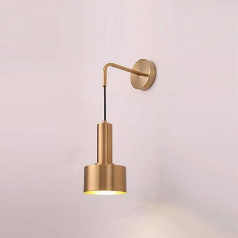 Applique Murale de Style Nordique E27 en métal, luminaire Suspendu réglable, Moderne et Simple, pour Lampe de Chevet de Chambre à Coucher, Doré Blanc Chaud-5 W (1/4)