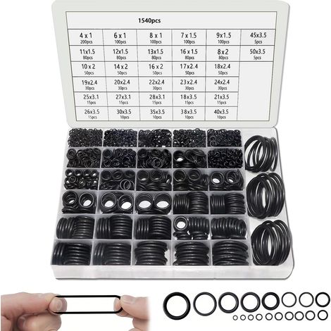 1540 pièces Joints toriques, 32 tailles, Caoutchouc nitrile, 4 outils précision, Robinets et nettoyeurs haute pression (1/5)