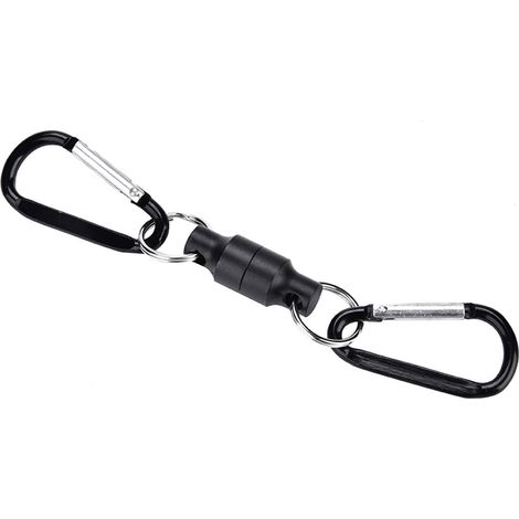 Porte-Épuisette Magnétique avec Clip et Sangle pour Pêche à la Mouche, Support Double Aimanté (Noir) (1/5)