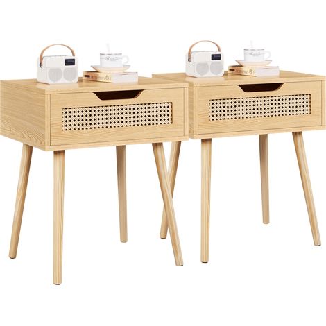 Homevive 2 pcs Braided Bedside Tables in Rattan Bedroom Nordica (1/5)