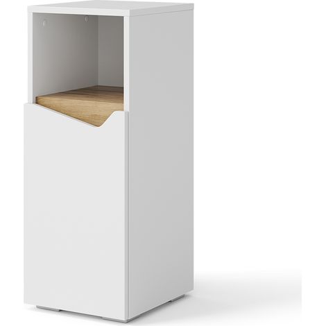 Meuble de rangement de salle de bain Marelle, Blanc, 30 x 74.5 cm avec porte et compartiment ouvert, Vicco