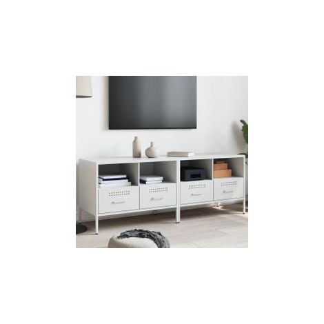 Meubles TV 2 pcs blanc 68x39x50,5 acier laminé à froid (1/5)