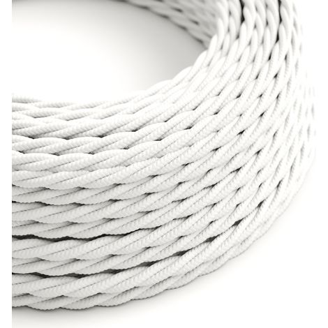 Creative-Cables Cavo elettrico rivestito in tessuto, Sezione 3 x 0,75 mm², 1 m, Bianco Ottico TM01, Trecciato effetto seta (1/3)