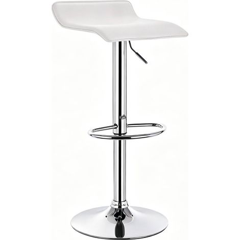 Taburete de bar giratorio blanco con altura regulable y base cromada (1/5)