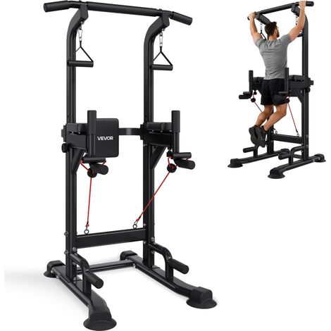 VEVOR Barra de Dominadas, Carga de 150 kg, Estructura en H, Respaldo Acolchado, Altura Ajustable en 12 Posiciones, Entrenamiento Multifuncional para Brazos y Espalda, 910 x 980 x 1860–2360 mm (1/5)