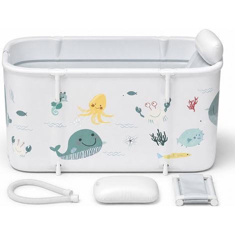 Baignoire pliable adulte PVC 1,4 m fond marin avec accessoires