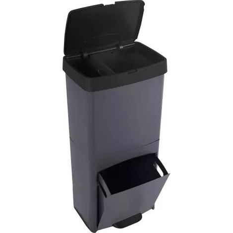 Cubo de Basura y Reciclaje 70L 3 Compartimentos Separación de Residuos Fácil, Ecológico y Ultra-Resistente