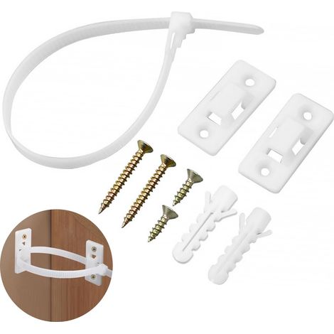 (avec vis, blanc) Lot de 10 sangles de meubles anti-basculement réglables Sangles anti-basculement pour meubles pour chiens, placards, lits, étagères, etc. (1/5)