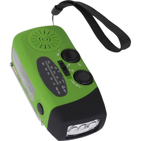 Radio d'urgence portable solaire micro USB à manivelle AM/FM NOAA avec 3 lampes LED et batterie externe pour l'extérieur (écologique) (1/5)