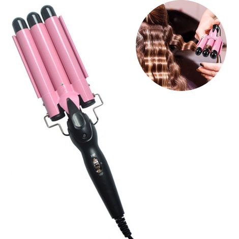 Fer À Boucler À Trois Cylindres - Céramique Tourmaline - Température Réglable Jusqu'à 210 °C - Chauffe En 60 Secondes - Pour Cheveux Courts Ou Longs - 1 Pièce (1/5)