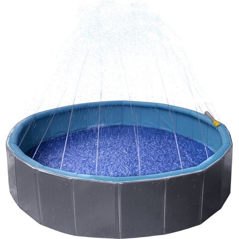 Piscine avec jet d'eau ø 120 x 30 cm bleu et gris pour chien - Flamingo (1/4)