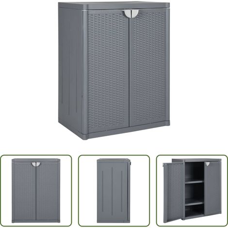 Rangement extérieur -  Armoire de rangement de jardin gris 65x45x88 cm PP rotin (1/5)