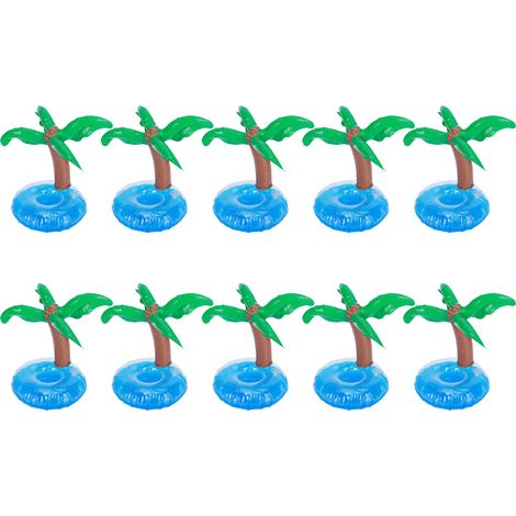 Lot de 10 porte-gobelets gonflables en PVC, tapis flottant pour gobelets, idéal pour la piscine, les fêtes et la plage. (1/5)