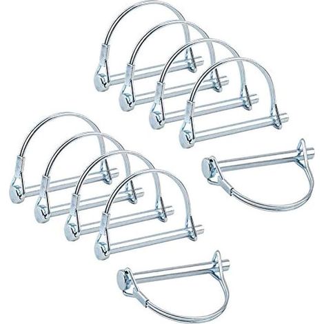 10pcs Axe de verrouillage de broche de coupleur de sécurité, 1/4 pouce de verrouillage de prise de force avec fil de retenue rond pour jardin de pelouse de remorques de ferme (1/5)