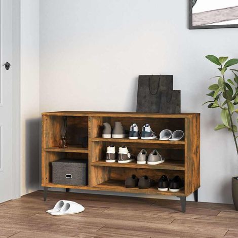 vidaXL Shoe Cabinet Smoked Oak 102x36x60 cm Engineered Wood (1/5)