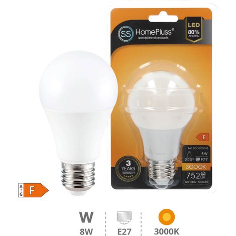 AMPOULE LED E27 STANDARD - 8W BLANC CHAUD