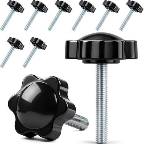 Lot de 10 vis à poignée étoile - Vis moletées M5 x 20 mm - Vis avec poignée - Vis à tête étoile - Écrou à poignée étoile - Pour machine-outils, machines de serrage (1/5)