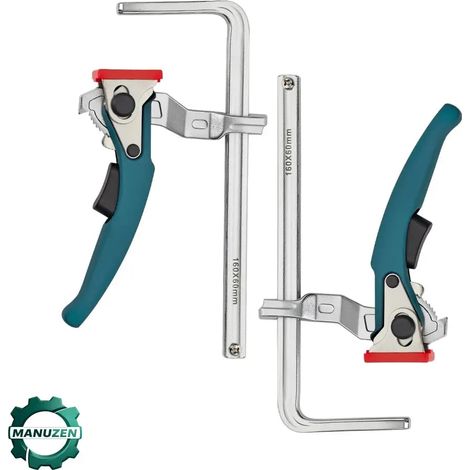 Manuzen - Serre-joints pour rail de guidage MFT – lot de 2 à cliquet — Rouge (1/5)