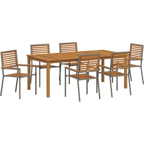 Maison Exclusive - Set da Pranzo per Giardino 7 pcs Grigio (1/5)