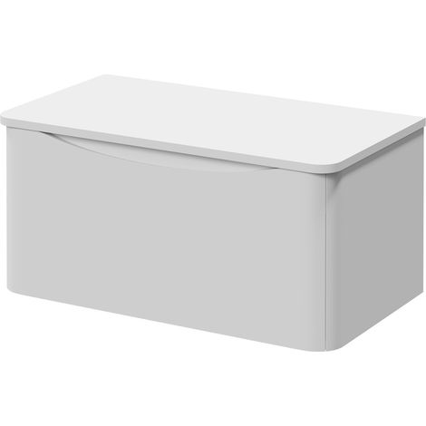 Vela Satin White 800mm Wall Mounted Single Drawer Vanity Unit for Countertop Basins (1/5)