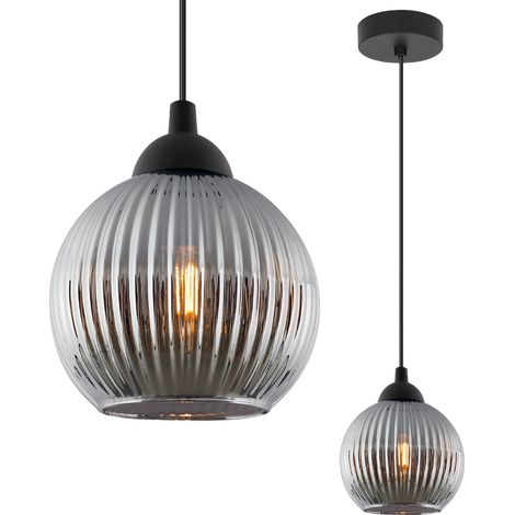 LAMPADA A SOSPENSIONE RIFFLE NERA 1 SFERA PIATTA A FORMA DI GRAFITE E27 (1/5)