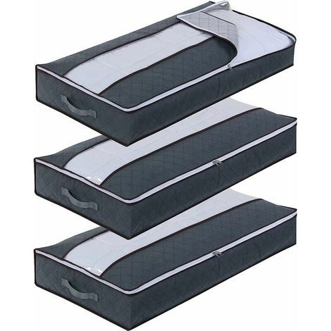 Set da 3 Grandi Sacche Pieghevoli Sotto Letto in Tessuto Non Tessuto per Piumoni, Coperte, Cuscini, Giocattoli e Vestiti (100x50x15cm) (1/5)