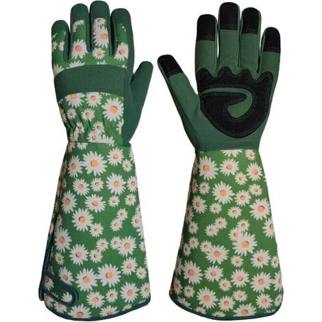 Rose Pruning Gardening Gloves with Long Sleeves for Women and Men, Leather Work Gloves for Gardening, Yard Work, Non-Slip, Breathable, Comfortable for Outdoor Use (Long Gloves, Size L) (1/5)