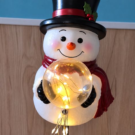 Lampe de jardin LED de Noël effet versage magique Bonhomme de neige en résine 500 g – Livraison gratuite