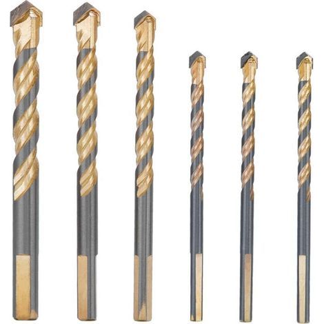 6 Pcs Foret Carrelage Verre 3 x 6mm, 8mm 10mm 12mm Meche Ceramique Forets Faience Porcelaine Forage Fraise pour Brique de Verre Marbre Miroir Bois Diamant