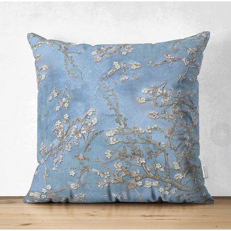 Housse de coussin en velours 50x50 cm - Van Gogh Amandier en fleurs - Impression recto verso (1/3)
