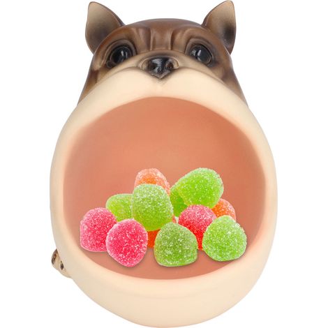 Figurine de Chien en Résine avec Boîte de Rangement, Décor pour Salon Chambre Entrée, Grand Modèle Bouche Ouverte Mignon