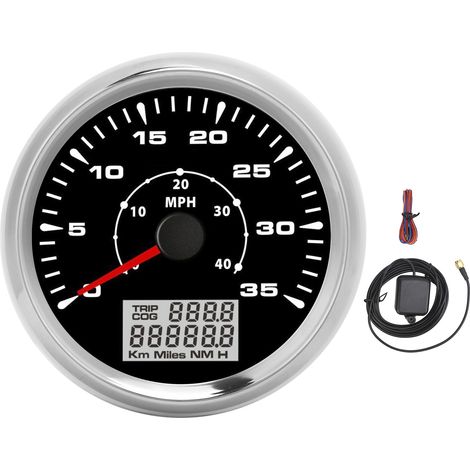 Compteur de vitesse analogique GPS 85mm 0-35 nœuds IP67 étanche 9-32V à 8 rétroéclairages pour bateau camion (1/5)