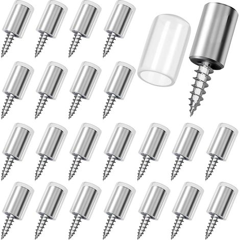 Lot de 50 supports d'étagère à visser en métal (25 x 7,5 mm) pour placards, bibliothèques et meubles (avec manchon en caoutchouc transparent) (1/5)