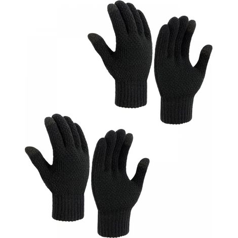 Touchscreen-kompatible Handschuhe – warme und weiche Strickhandschuhe, geeignet zum Laufen, Autofahren und Wandern beheizbare und isolierte Touchscreen-Handschuhe schwarz.