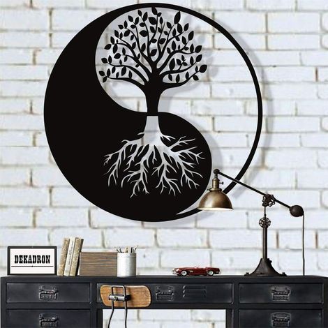 Metal Wall Art - Tree of Life - Yin Yang Metal Wall Art 2828 cm black (1/3)
