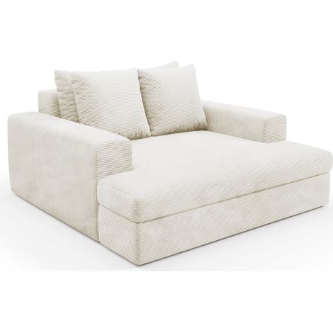 Divano Fisso 2 Posti Comazzo, Cuscini Sfoderabili, Braccioli, Posti a Sedere 2, 162x167x86h cm Bianco Crema