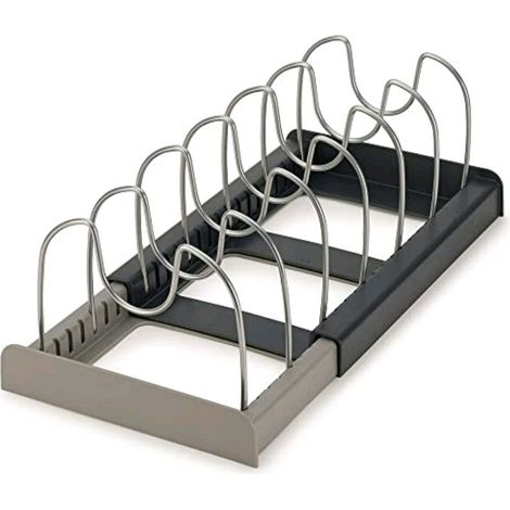 Organisateur de matériel de cuisine extensible à tiroir, en plastique, support de rangement de cuisine, égouttoir de rangement pour assiettes et poêles (1/5)