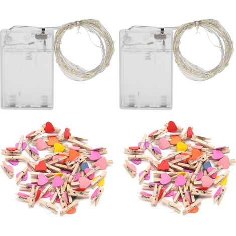 2Pcs 5m 50LED Guirlande Lumineuse avec Pinces Photos, Alimentée par Piles, pour Décoration Maison Fête Noël (1/5)