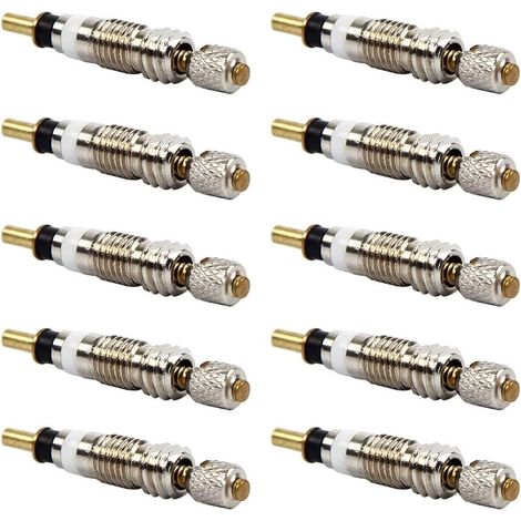Lot de 10 obus de valve Presta tubeless universels amovibles argentés (1/5)