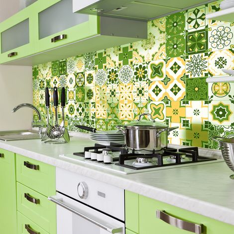 Sticker Mural Carrelage adhésif Cuisine Salle de Bain - 24 STICKERS CARRELAGES AZULEJOS NATHASHA - 24stickers10x10cm (1/5)