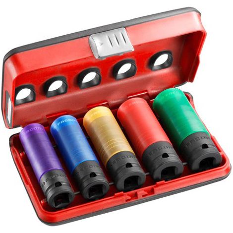 Juego de 5 vasos largos para llaves de impacto 1/2" FACOM NSI.5LPB (1/2)