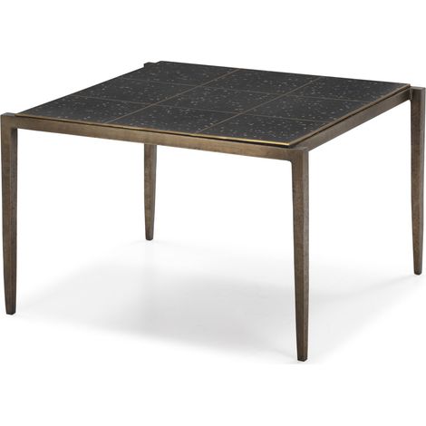 Couchtisch 65X59X41 Antikes goldenes Eisen/schwarzer Epoxid-Terrazzo mit eingelegtem Metall (1/4)