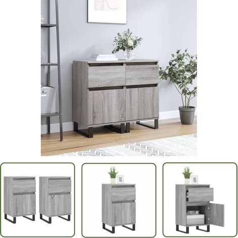 The Living Store Buffets 2 pcs sonoma gris 40x35x70 cm bois d'ingénierie - Buffet Design Moderne - Buffet Rangement - Buffet Cuisine - Meuble Rangement - Armoire Murale (1/5)