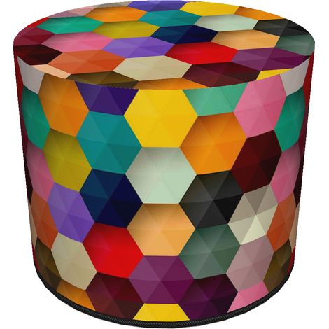 Pouf decorativo, Bertoni, stampa Factor - pouf rotondo per soggiorno, ingresso, cilindro 40 cm, elegante, cerniera, lavabile (1/5)