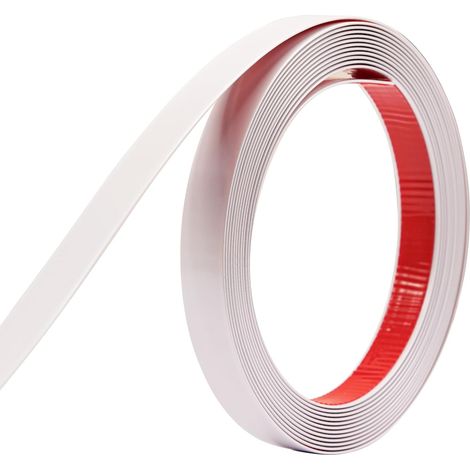Moulure adhésive 6,1 m x 20 mm, plinthe PVC étanche auto-adhésive pour mur, fenêtre, miroir, meuble, carrelage – décoration DIY maison Blanc