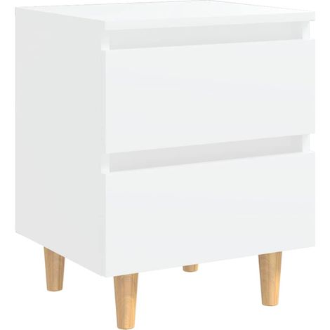 vidaXL Mesita de noche patas de madera pino maciza blanco 40x35x50cm (1/2)