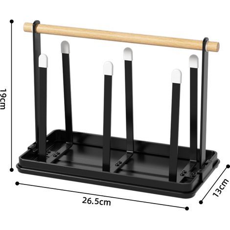 Porte-Bouteilles pour 6 Bouteilles avec bac d'égouttement pour différentes Bouteilles et Tasses (Noir) (1/5)